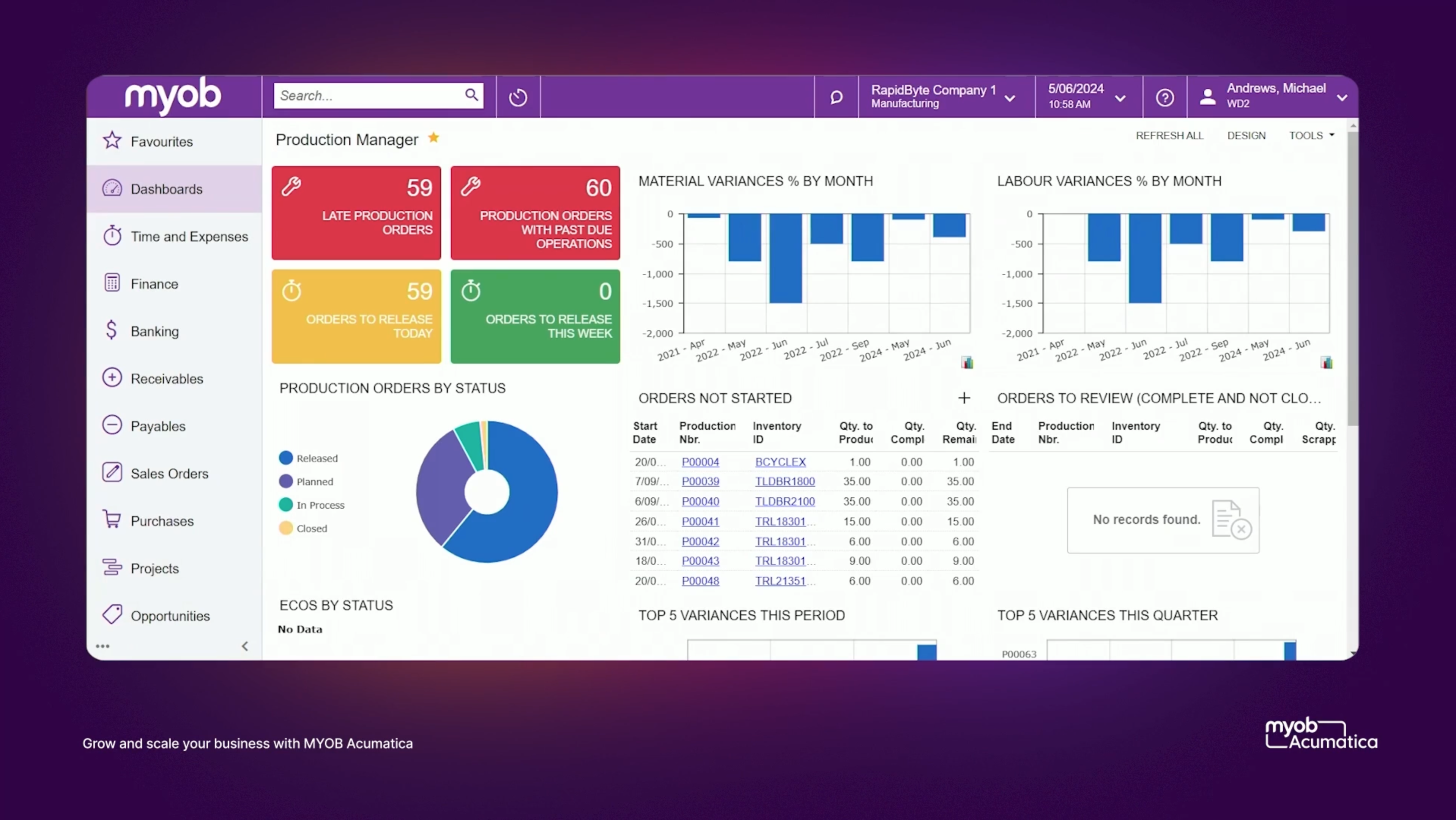 screenshot of MYOB Acumatica